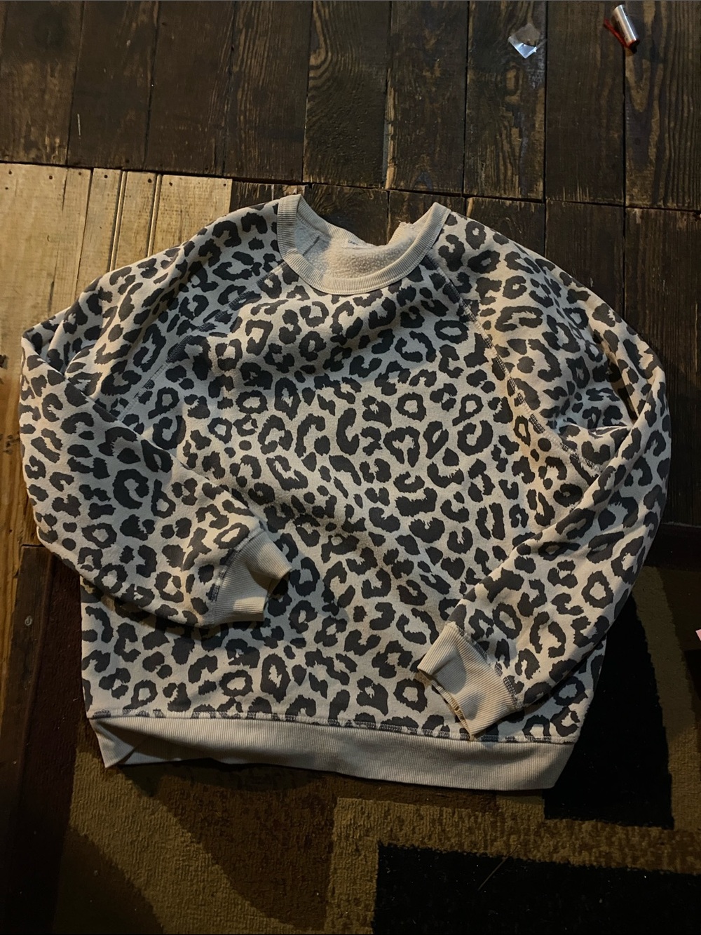Grayson Threads Leopard Print Crewneck Sweater - Cream & Black